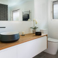 Brisbane Bathroom Company Modern Large Bathroom with wood vanity