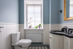 Colonial ensuite renovation with multiple design features